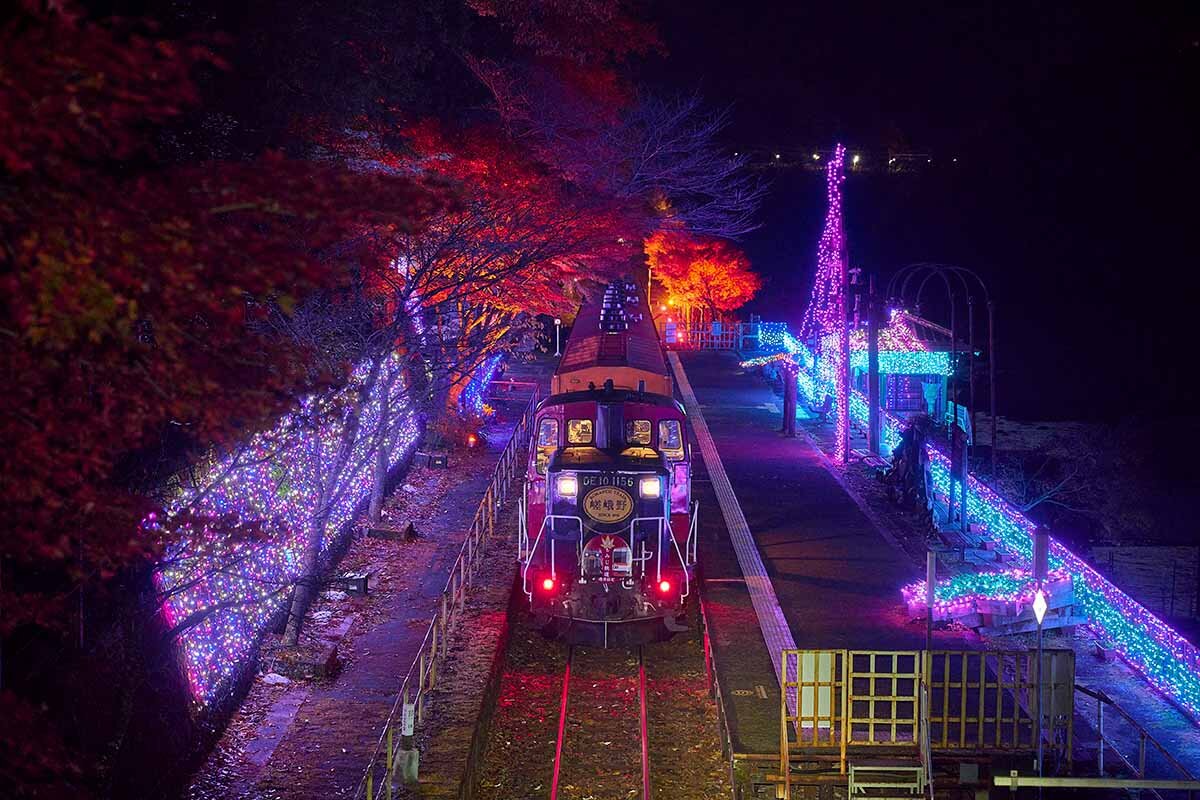 ゴトゴト移動で風を感じる紅葉ライトアップ、トロッコ列車で体感する京都・保津峡の自然へ