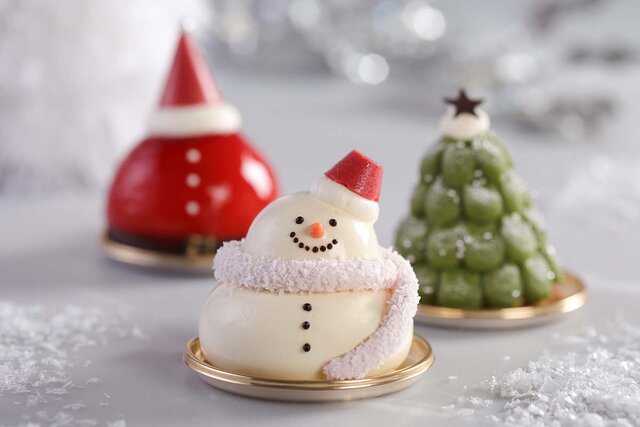 サンタや雪だるまなどかわいいクリスマスケーキ、大阪のホテルにひとりサイズで登場