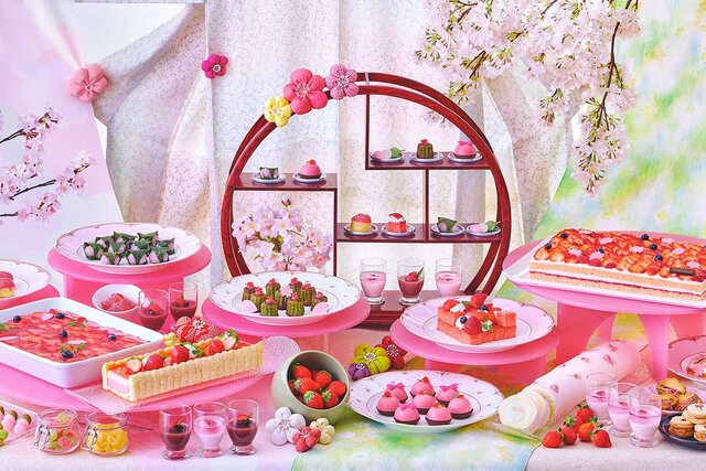 京都の伝統感じる「いちごとさくら」のスイーツビュッフェ、JR京都駅近くのホテルで「手描友禅」の演出