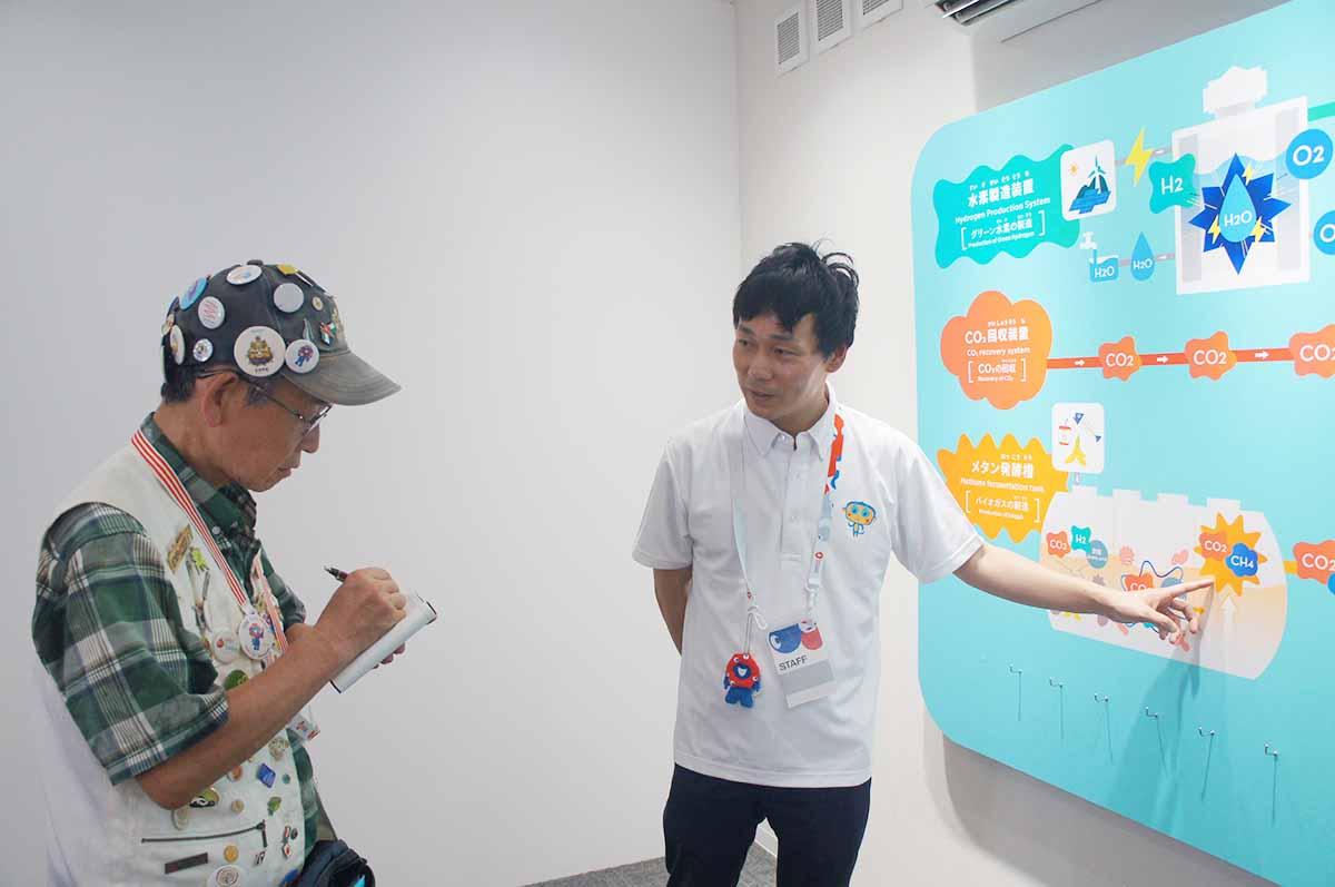 「化けるLABO」では映像に加えてe-メタンが作られる過程をボードでも紹介