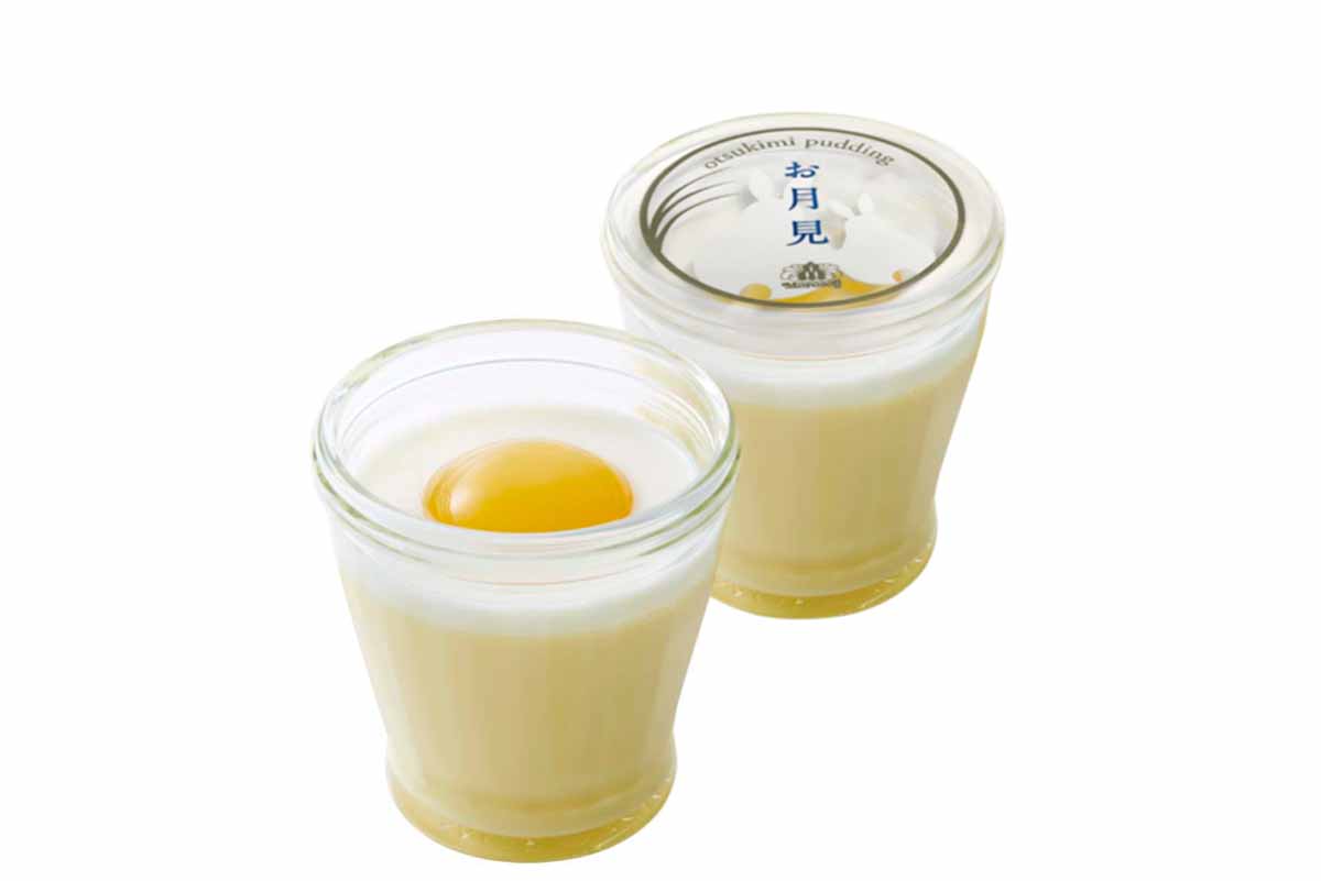 カスタード風味のミルクプリンにスッキリしたオレンジのボールゼリーとミルクゼリーで飾りつけた「モロゾフ」のお月見プリン（1個）432円