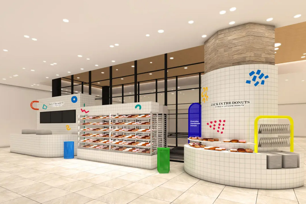 新しいブランドデザインを採用した「JACK IN THE DONUTS 阪神梅田本店」(イメージ)