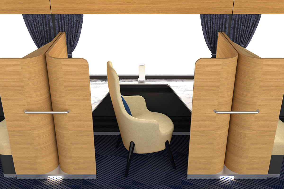 フレンチ膳がいただける、「レ・サヴ―ル志摩」1・2号車の1人席（イメージ、提供：近鉄）