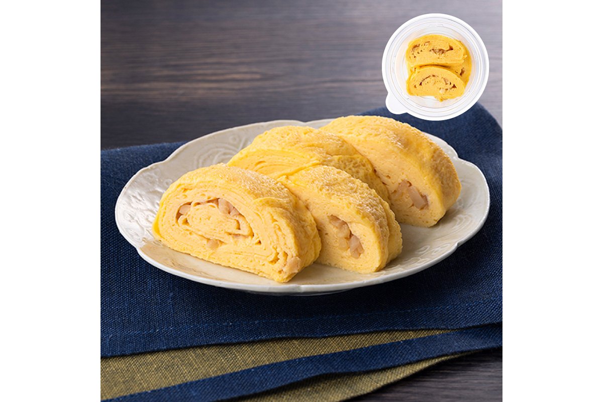 紅しょうがをアクセントとして加えた「冷たいまま食べる だし巻き 紅しょうが入り」（278円・税別）