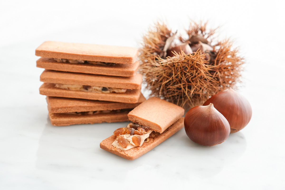 【関西初上陸】「シェ・シバタ」の「サブレサンド（マロン）」（単品248円、4個入1,188円、8個入2,268円・税込）