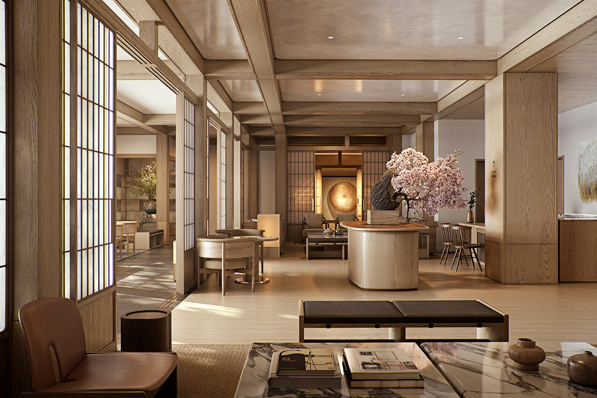 2026年春にオープンするラグジュアリーホテル「カペラ京都」のリビングルーム（提供写真）