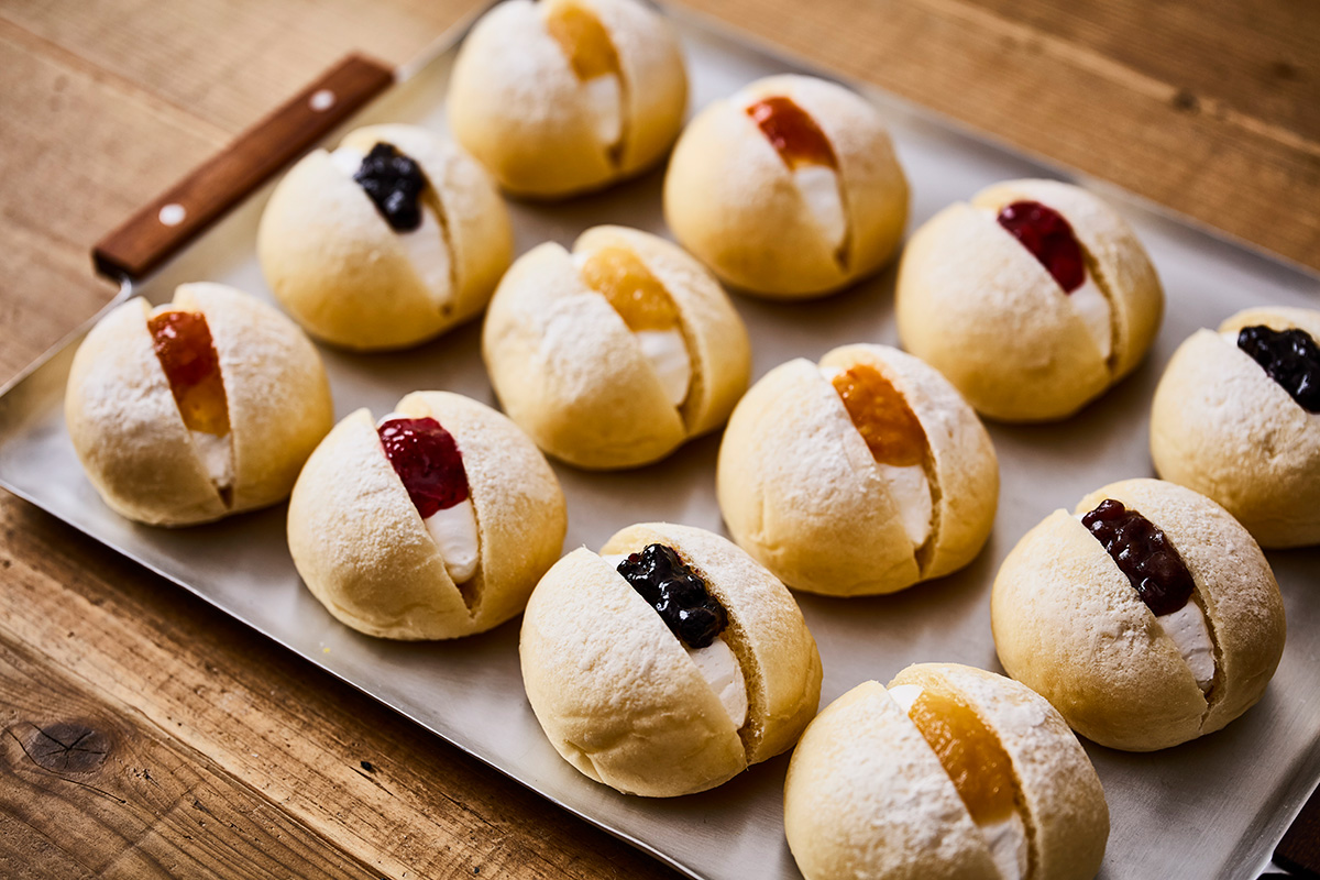 大阪梅田店限定、5種類のフレイバーで楽しめる「アンジュのジャムパン」（248円～・税込）