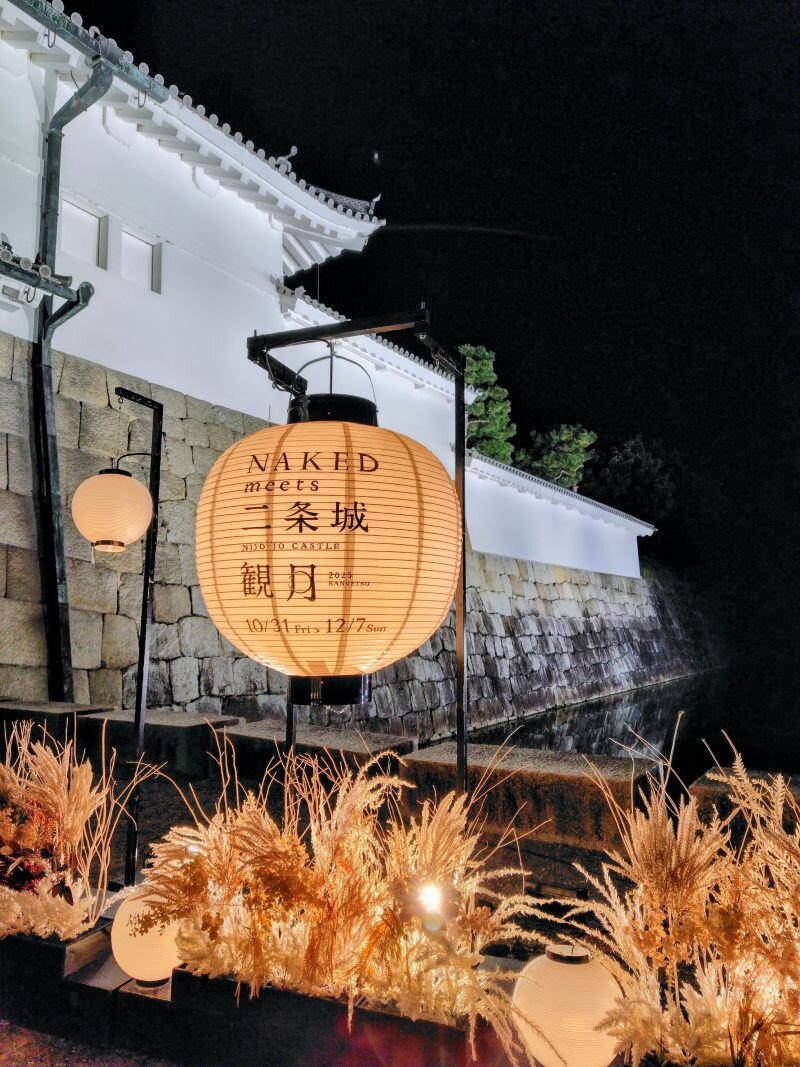 二条城のデジタルアート夜間イベント「NAKED meets 二条城 2025 ―観月―」(10月30日撮影、二条城)