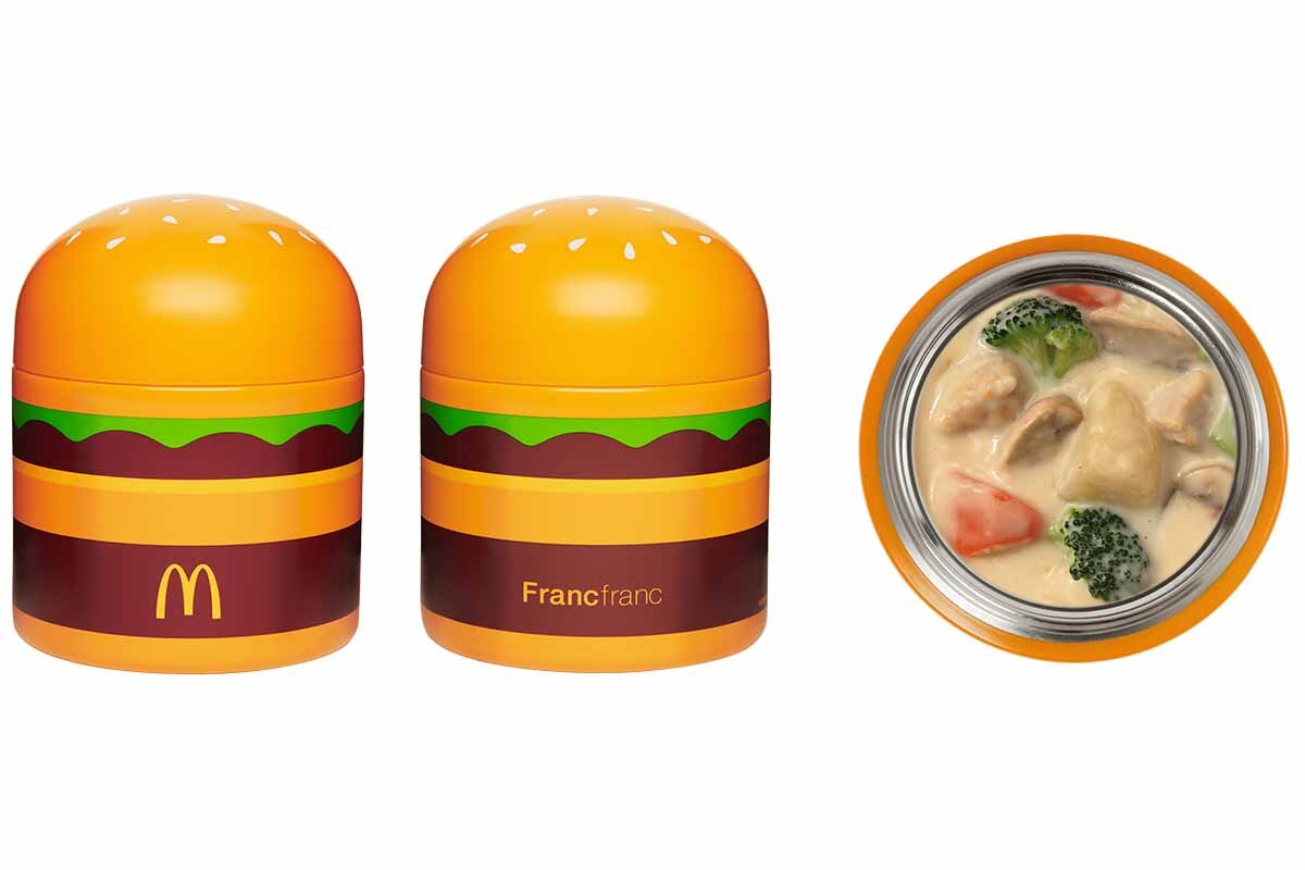 「マクドナルドの福袋2026」内グッズのひとつ「ビッグマックスープジャー」（幅9×奥行9×高さ11.4cm）