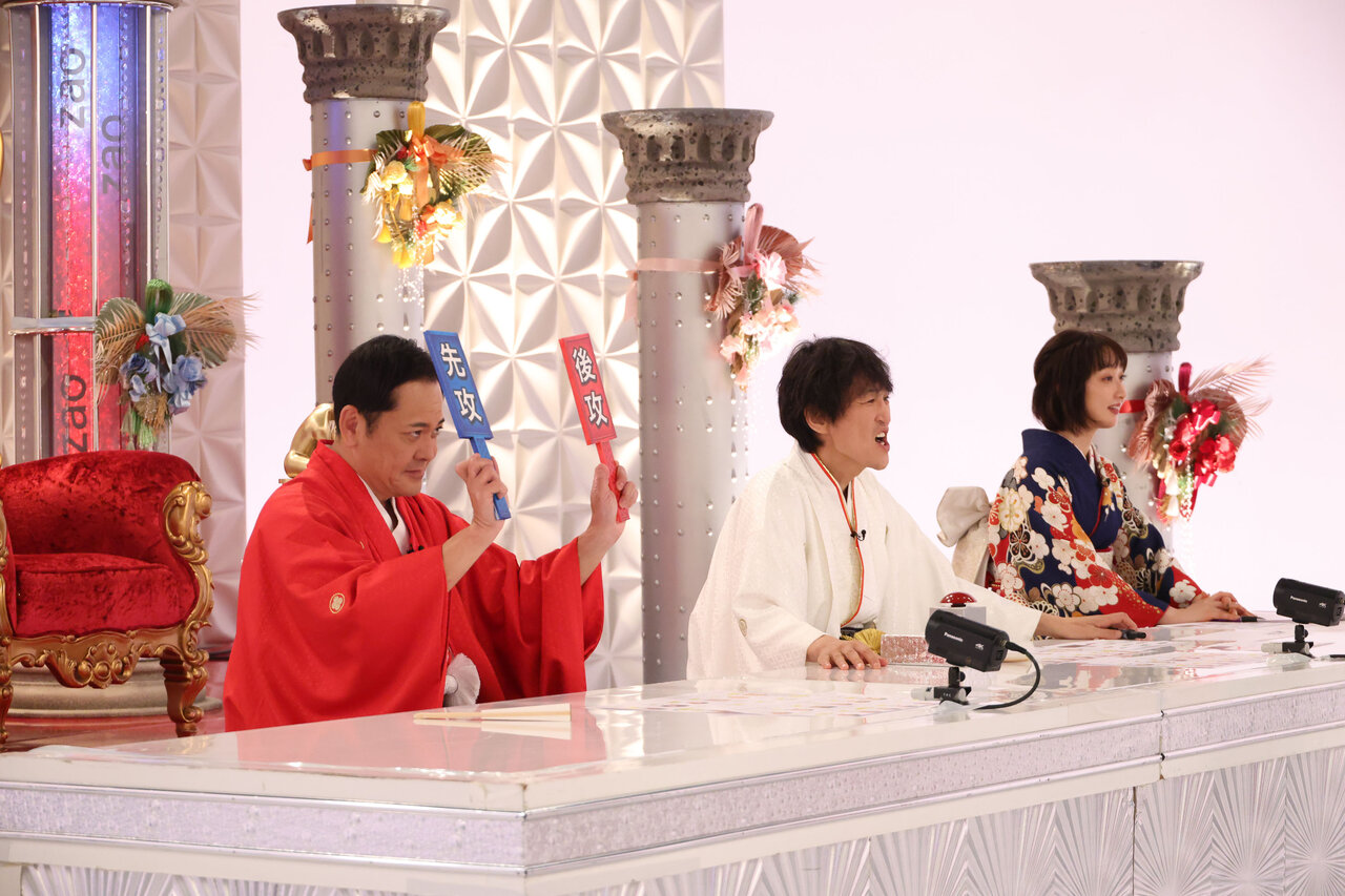 左から）左から）くりぃむしちゅー 有田哲平、千原ジュニア、竹上萌奈（カンテレアナウンサー)