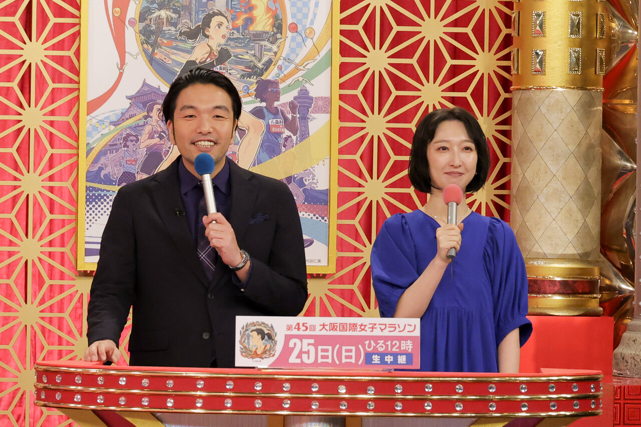 （左から）盛山晋太郎（見取り図）、竹上萌奈カンテレアナウンサー