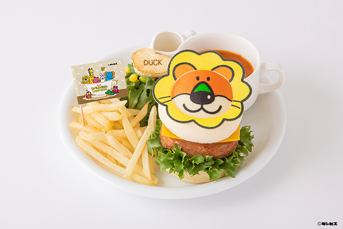 全4種から選べる「とくせい！もぐもぐどうぶつさんバーガープレート」（写真はらいおんくん、1,980円・税込）