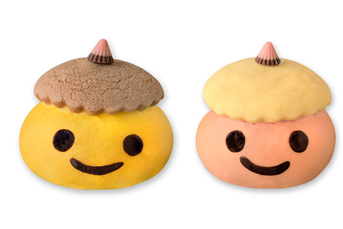 カスタードクリームの「黄鬼さん」（左）とチョコレートクリームの「赤鬼さん」