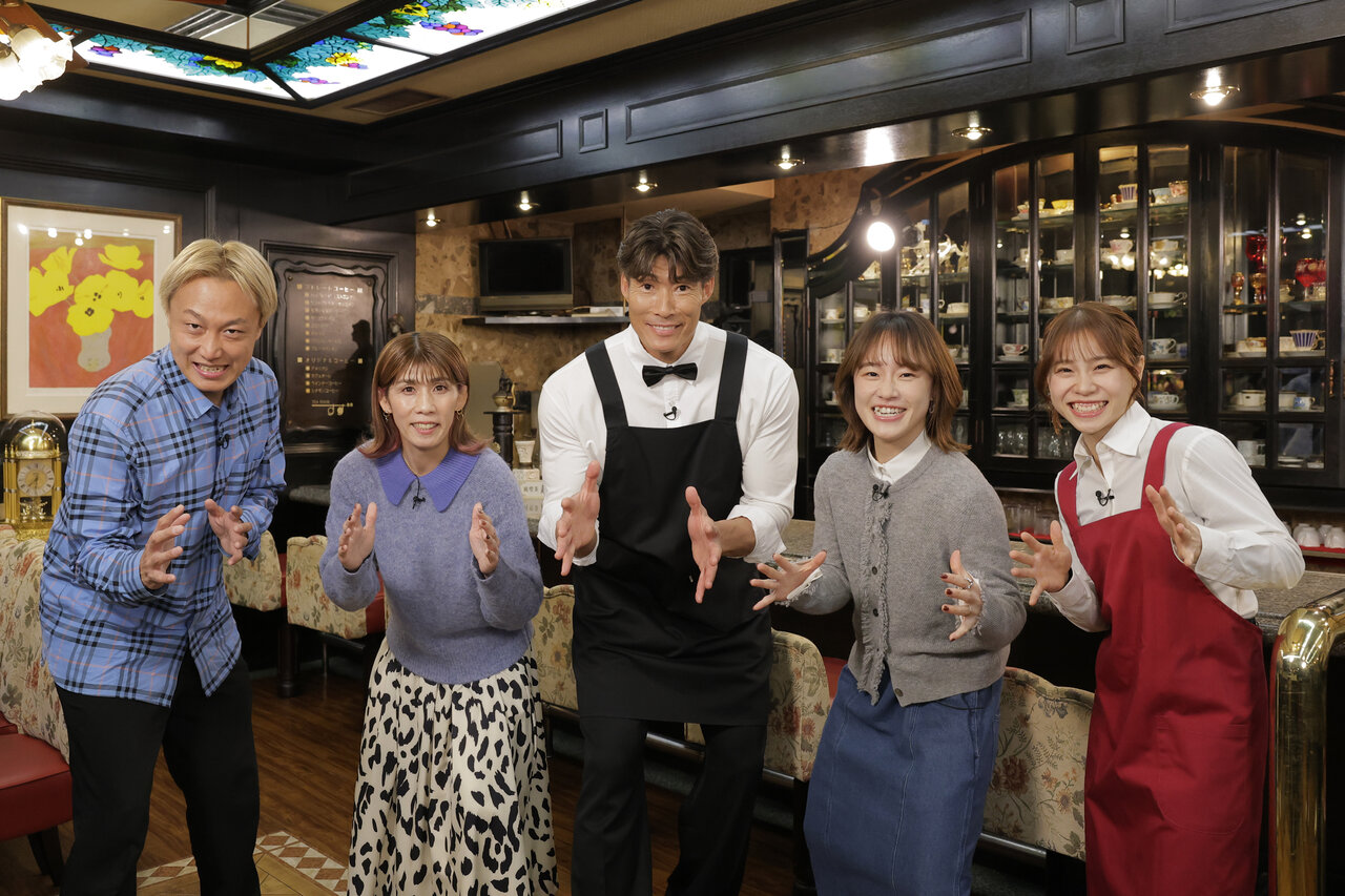 左から）お見送り芸人しんいち、吉田沙保里、糸井嘉男、登坂絵莉、杉原愛子