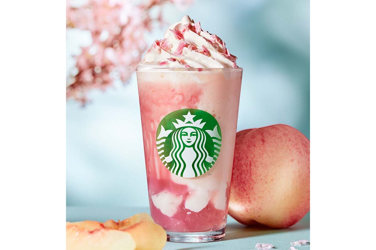 「桜 咲くよ 白桃 フラペチーノ」（Tall700円）
