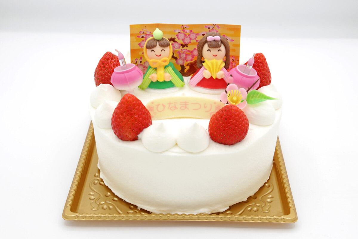 「ボックサン」のひな祭りデコレーションのショートケーキ（神戸市中央区）