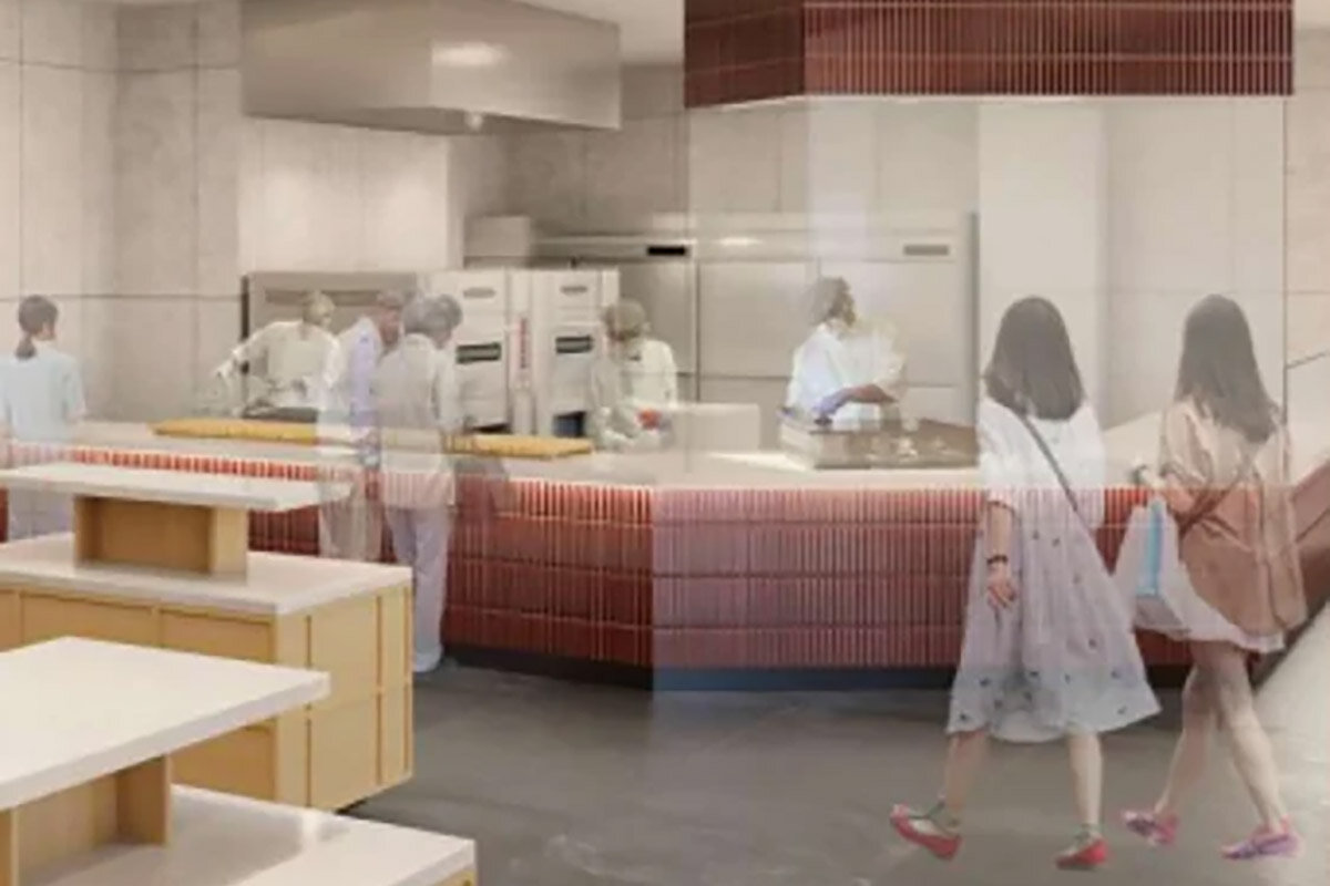 お菓子づくりの風景がそのまま見える開放的なライブキッチン（イメージ）