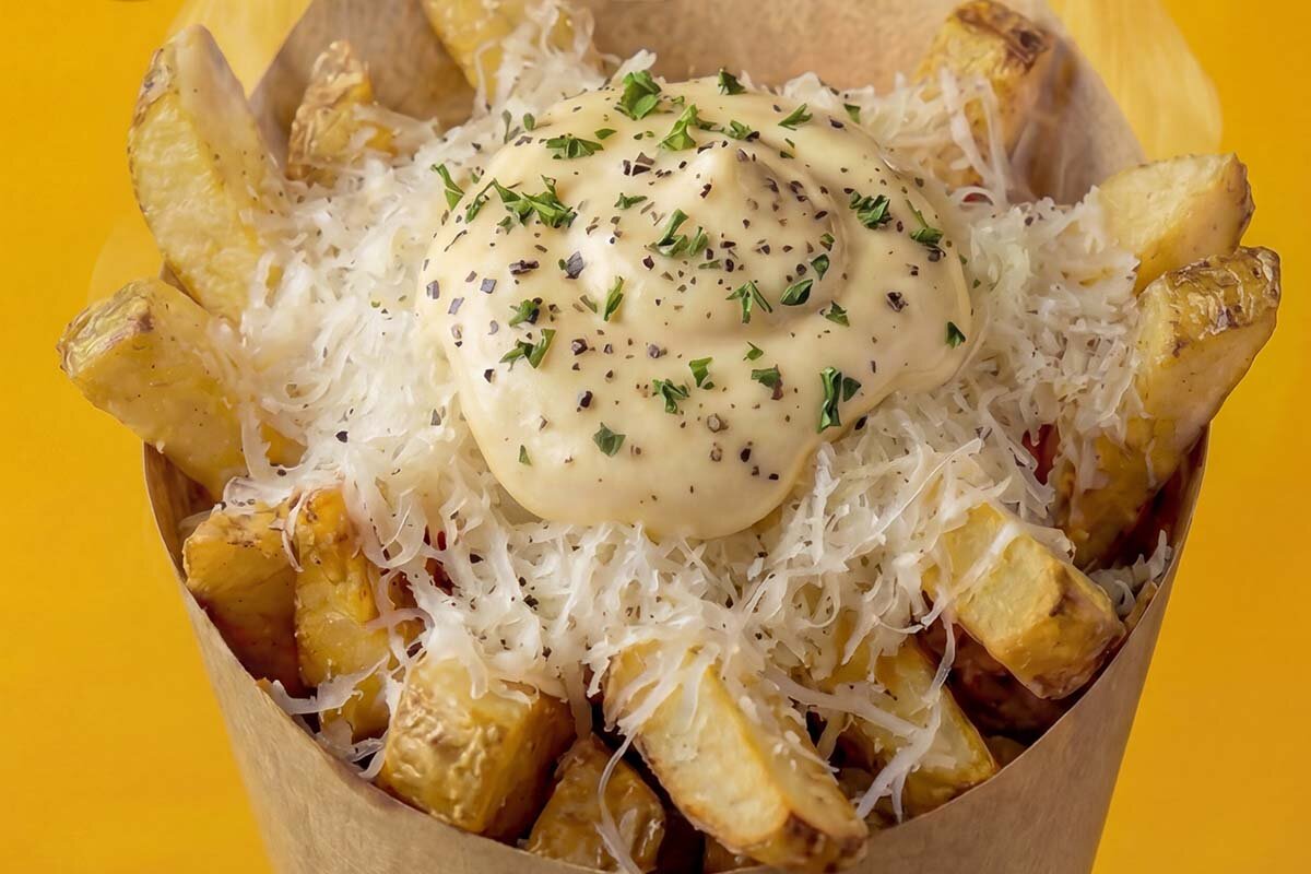 揚げる前の状態のポテト。注文後に調理されて、できたてフリッツがいただけます