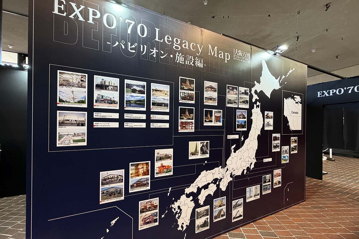 「EXPO'70 パビリオン」に展示された「EXPO'70 Legacy Map」パビリオン・施設編（撮影2026年3月16日）
