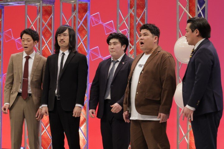 左から）ネイビーズアフロ みながわ、ジョックロック 福本ユウショウ、例えば炎 タキノルイ、豪快キャプテン 山下ギャン　ブルゴリラ、タレンチ コバタユウ　