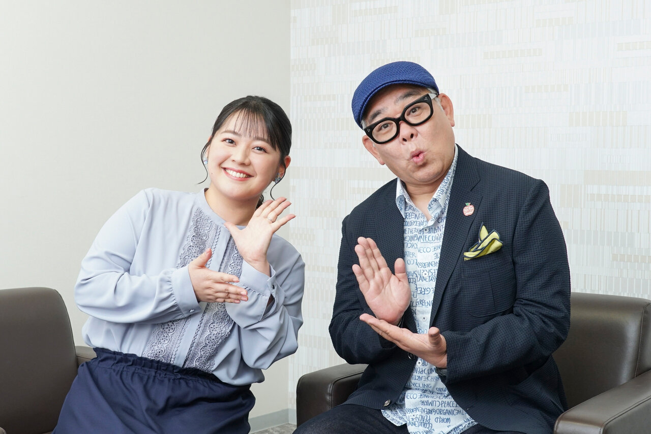 左から谷元星奈アナウンサー、矢野・兵動の兵動大樹