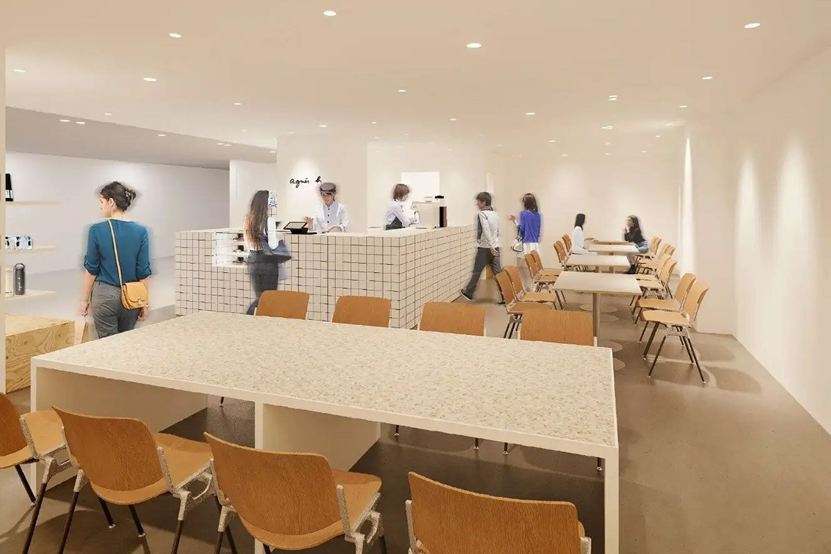 百貨店「神戸阪急」（神戸市中央区）にオープンする「アニエスべー カフェ」内観イメージ