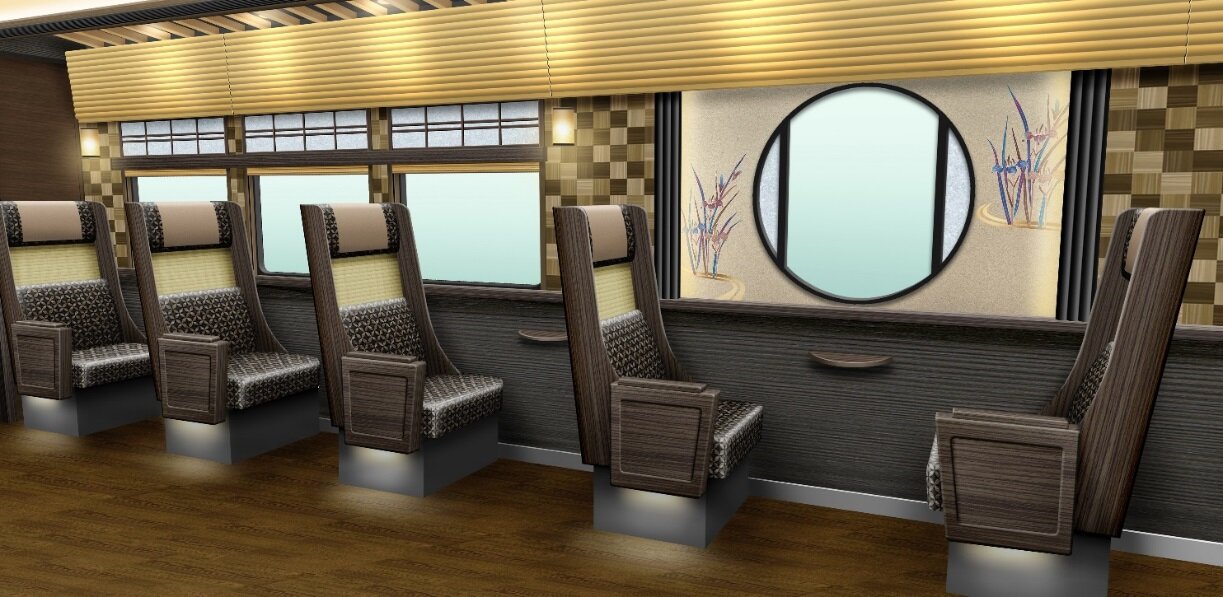 京都らしさを感じられる阪急電鉄「京とれいん 雅洛」の内装