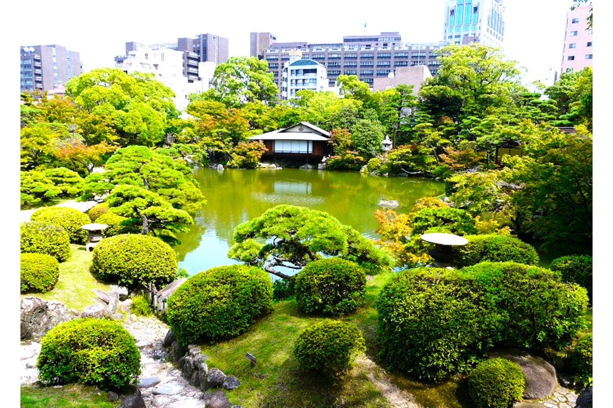緑に包まれる池の景色が楽しめます「相楽園」（神戸市中央区）