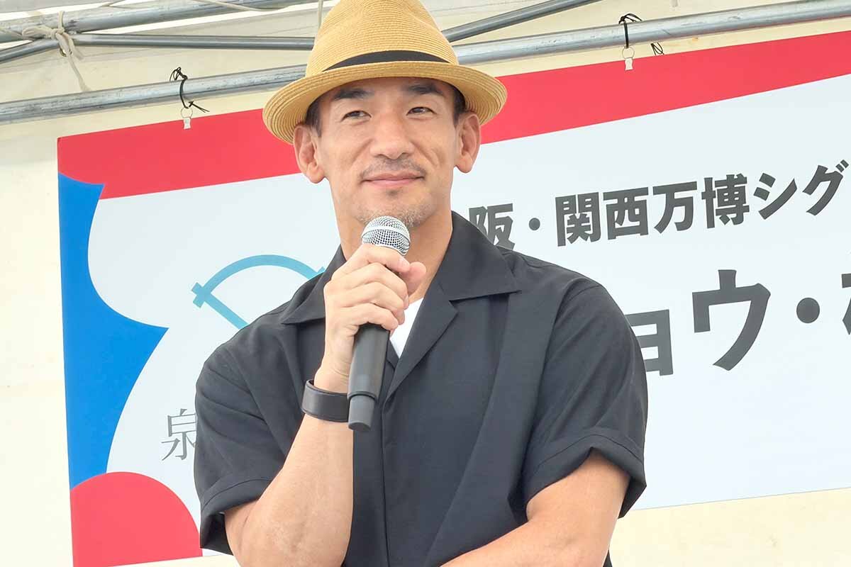 トークショーに参加した中田英寿氏（泉佐野丘陵緑地・2026年6月）
