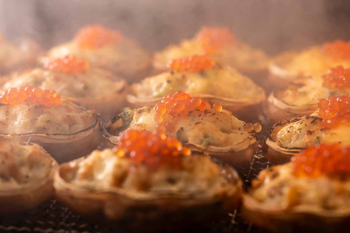 冬には行列ができた「蟹の甲羅焼き」