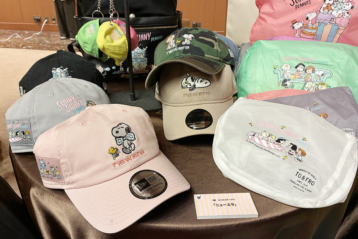 「ニューエラ」とスヌーピーデザインのキャップは全6種類（2026年7月／阪急うめだ本店）