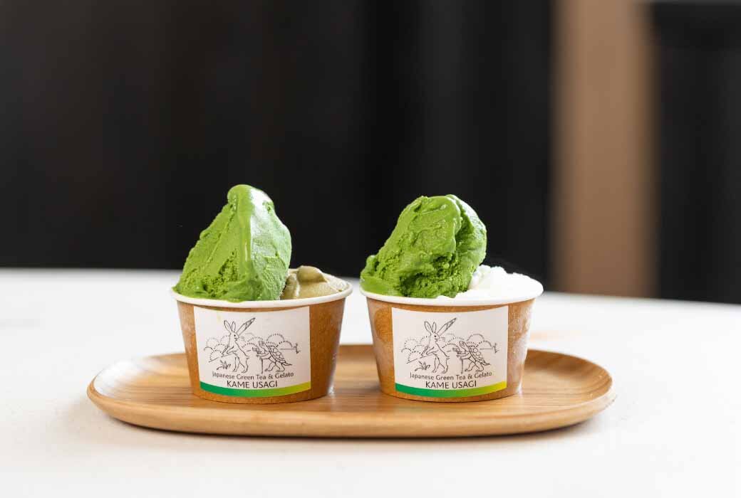 「かめうさぎ」の「ジェラート」（シングル660円～、ダブル880円～ ※イートインのみ）