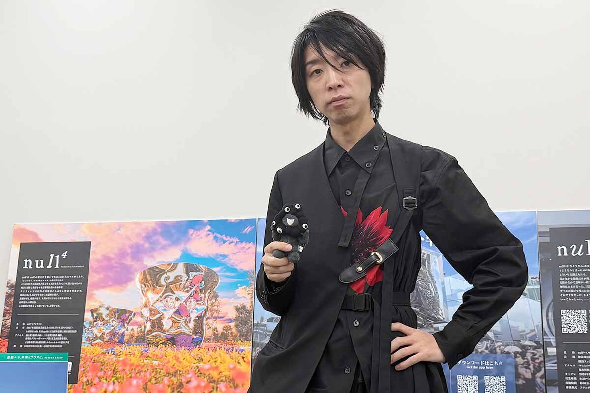 講演後に取材に応じた落合陽一氏（2026年8月・ATCホール）