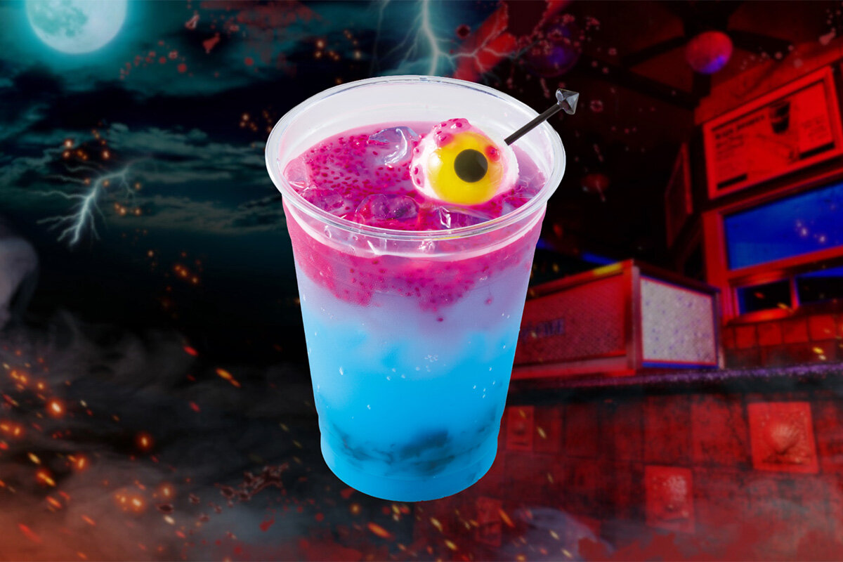 2026年9月11日（金）18時から販売される「サーカスゾンビの狂気 ～ライチ・ノンアルコールサワー～」（ワーフカフェ）