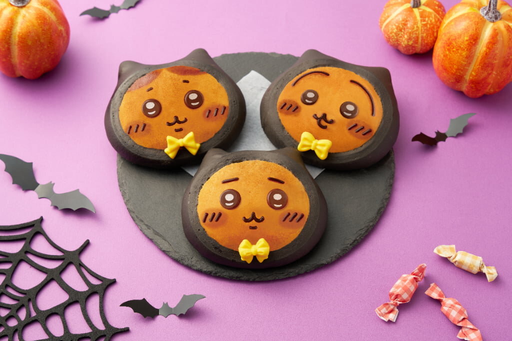 「ちいかわ」「ハチワレ」「うさぎ」の顔をかたどった黒猫バージョンのパン