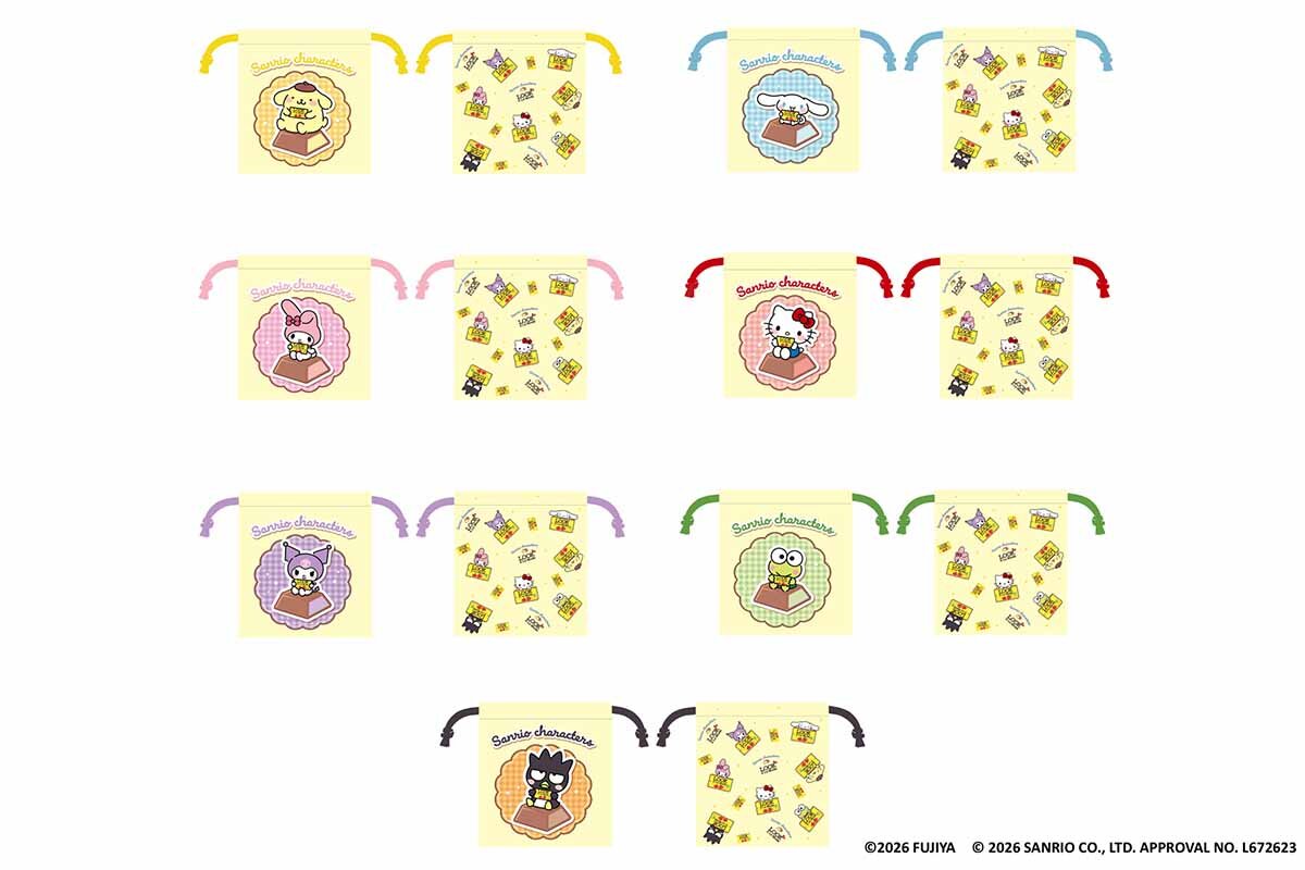 全7種ある「巾着 LOOK A La Mode×サンリオキャラクターズ」（各880円）
