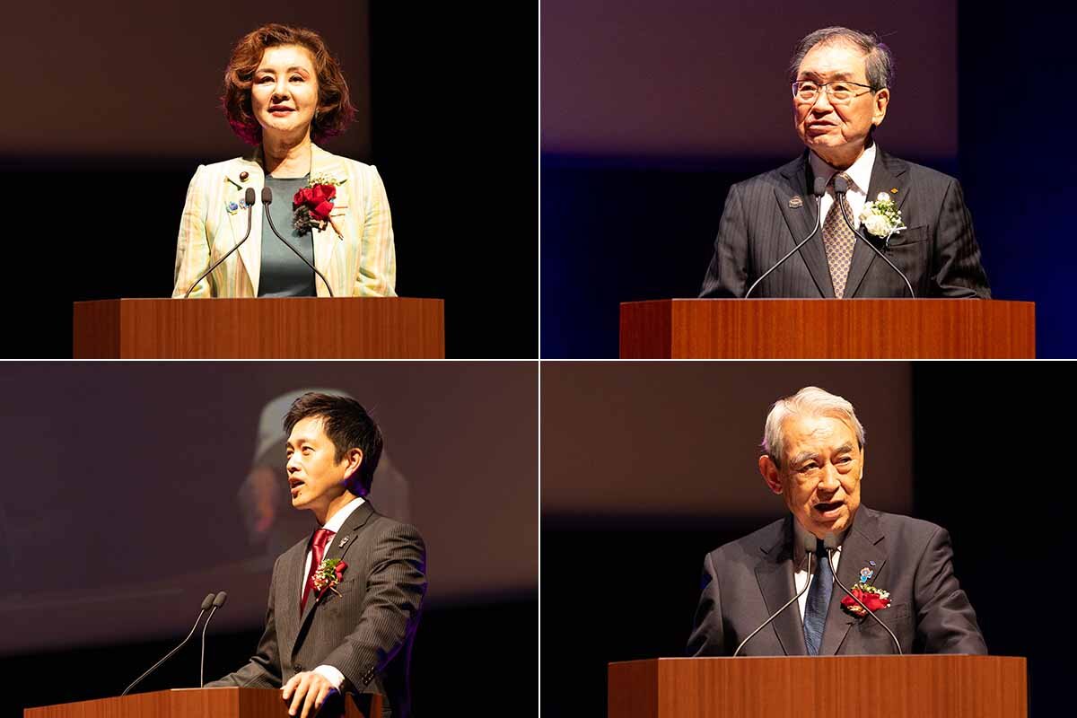 左上から時計回りに、『EXPO2025 Futures Summit』に参加した石井苗子議員、十倉雅和会長、関西経済連合会の松本正義会長、吉村洋文知事　画像提供：2025年日本国際博覧会協会